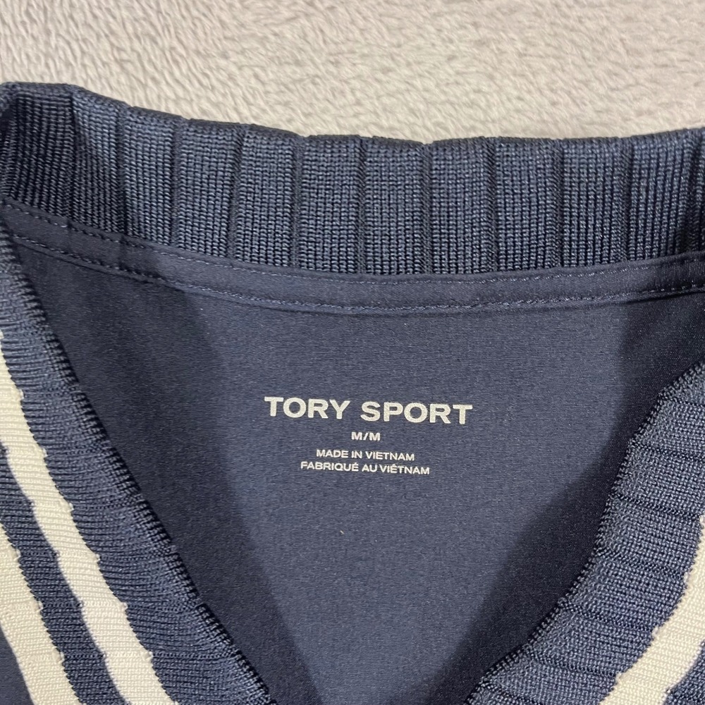 Tory Sport Womens Navy Blue Pleated Sleeveless Tennis Dress Medium Quarter Zip - Picture 2 of 8